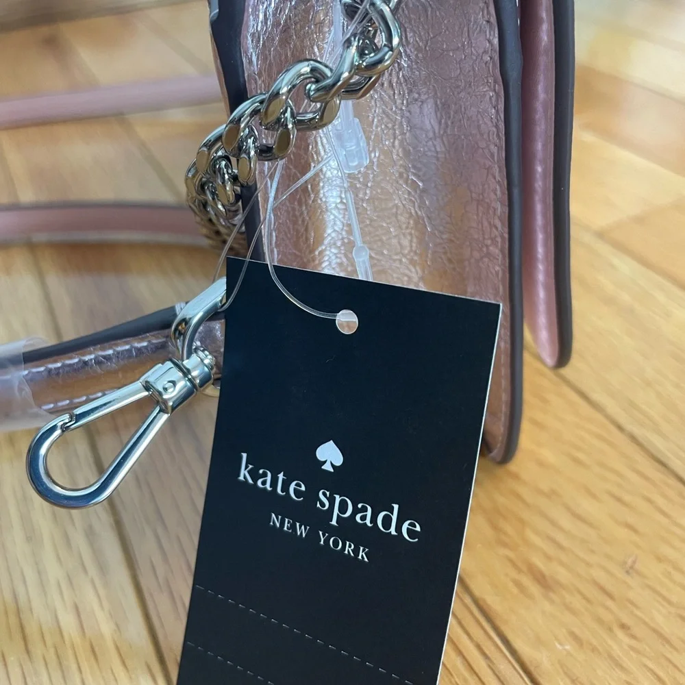 Kate Spade Rose Gold Madison Crossbody Bag with Chain and leather Strap
